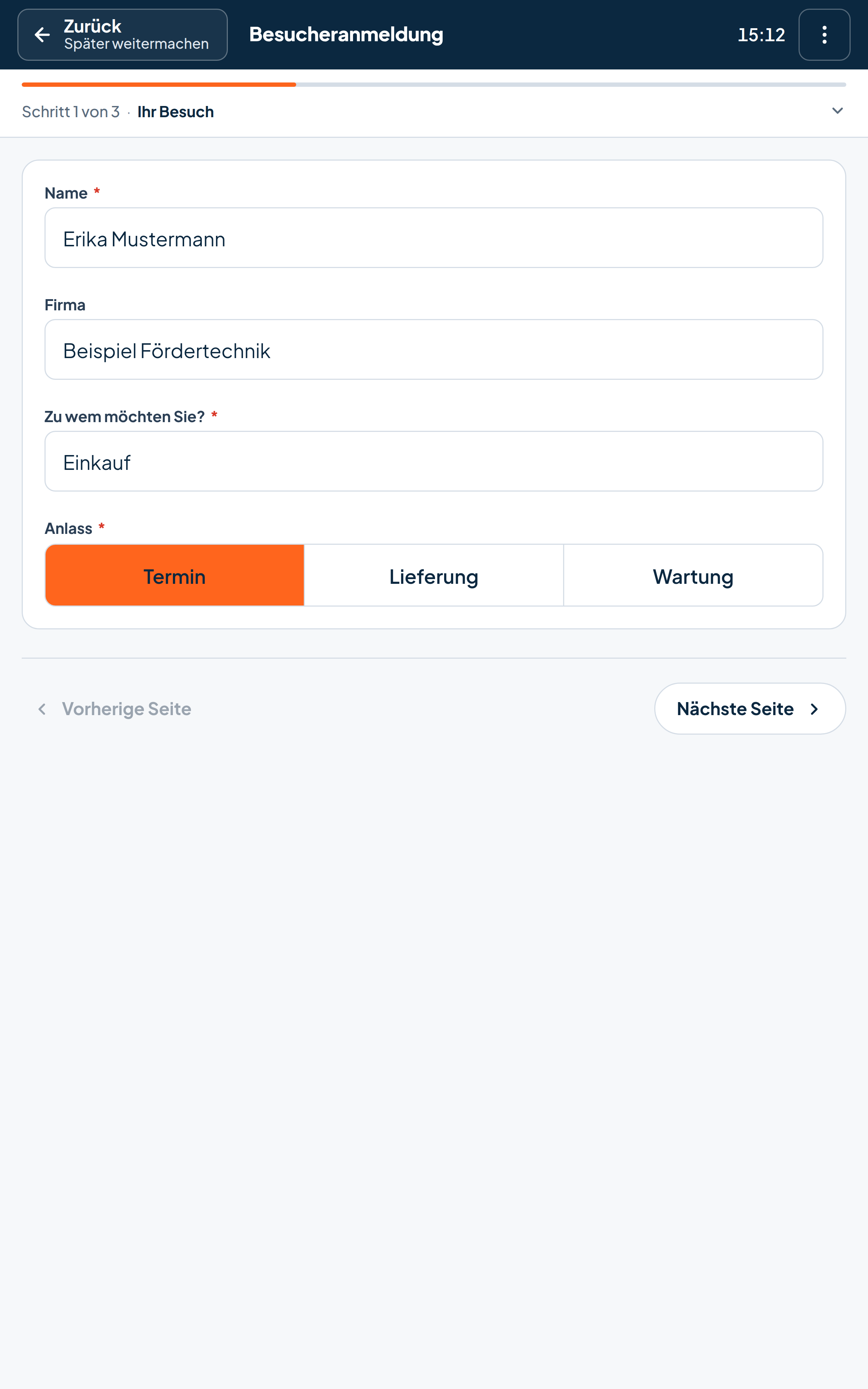 Empfang · Besucheranmeldung